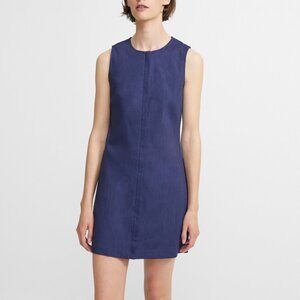 Theory Easy Shift Crew Linen Dress (White, Size 2)